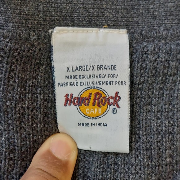 Hard Rock Cafe Shirt Men XL Dark Gray Waffle Thermal Long Sleeve Pullover - Picture 5 of 8
